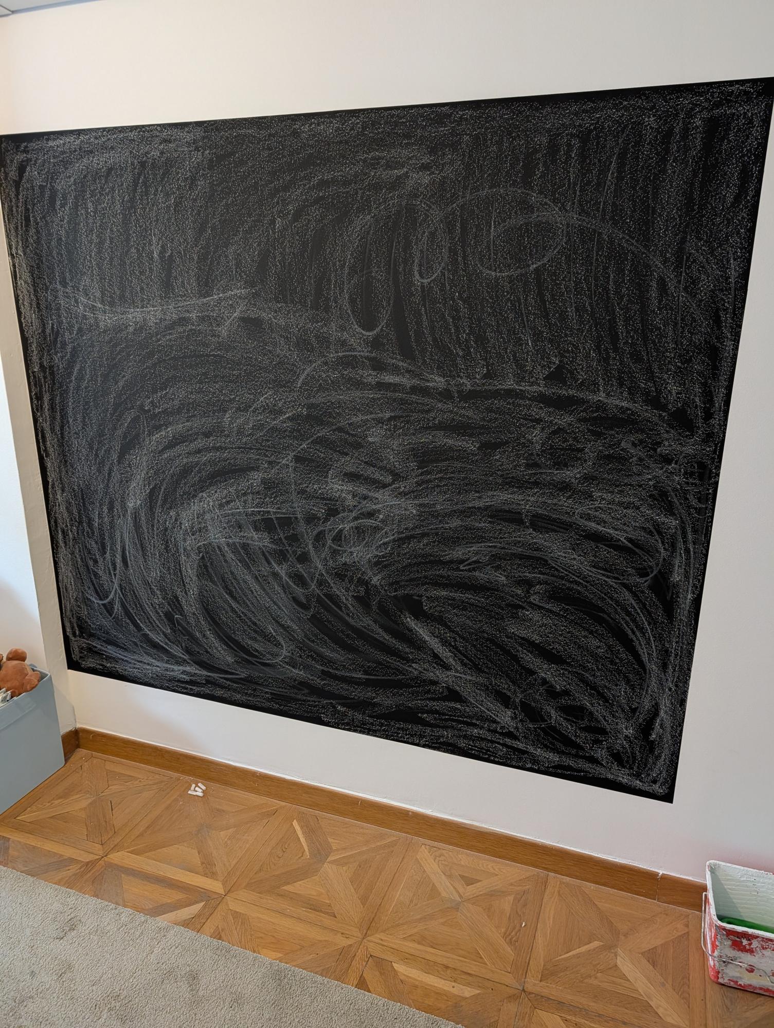 Tableau noir avec des coups de craie blanche